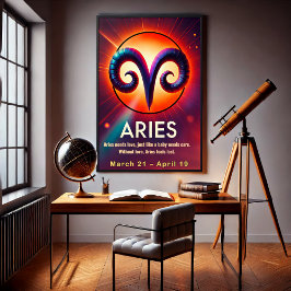 Vibrant Aries - Símbolo Zodiac Poster