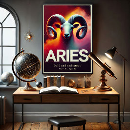 Vibrant Aries - Símbolo Zodiac Poster