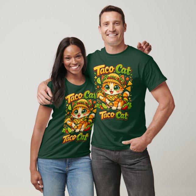 Vibrant Cinco de Mayo Taco Cat Funny T-SHIRT (Unissex)