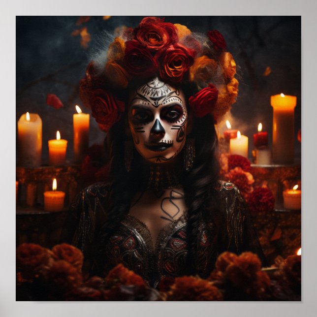 Vibrant Dia de los Muertos Poster - Celebre o (Frente)
