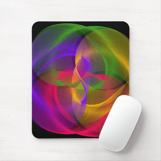 Vibrant Geometric Glossy Finish Mouse Pad (Com mouse)