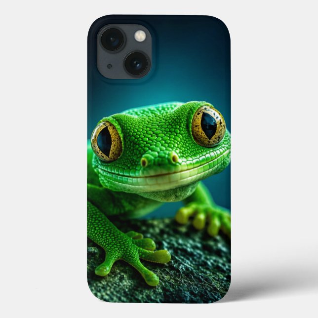 Vibrant Green Gecko Reptile Macro Close Up (Verso)