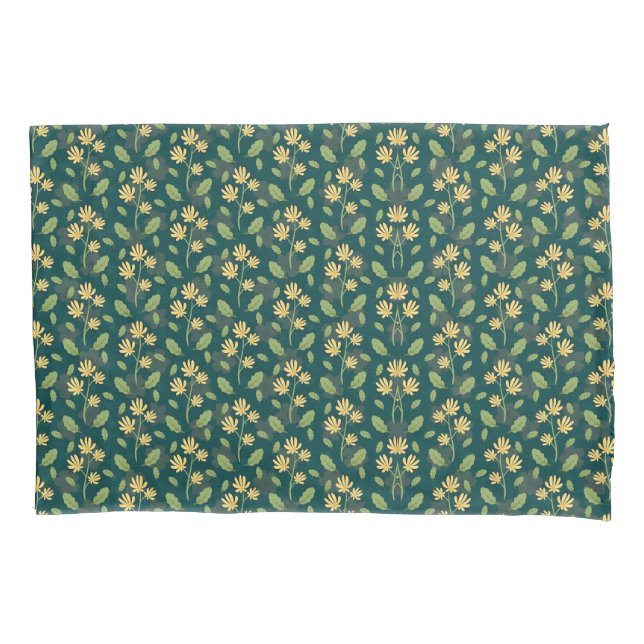 Vibrant Green Pattern with Yellow Flowers & Leaves (Frente-Esquerda)
