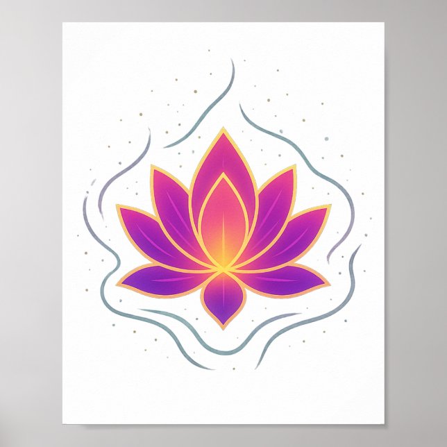Vibrant Lotus Flower Yoga Wall Art Poster (Frente)