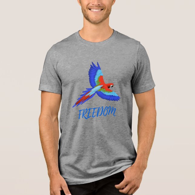 Vibrant Macaw Parrot Freedom Tri-blend T-Shirt (Frente)