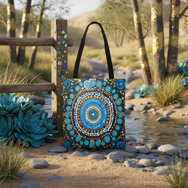 Vibrant Mandala Dot Pattern Tote Bag with Blue and (Criador carregado)