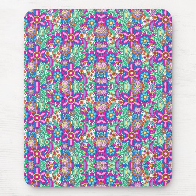 Vibrant mouse pad with a symmetrical floral  (Frente)