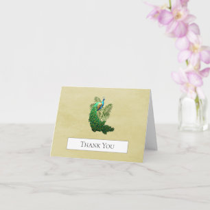 Vibrant Peacock Obrigado   Cartão amarelo