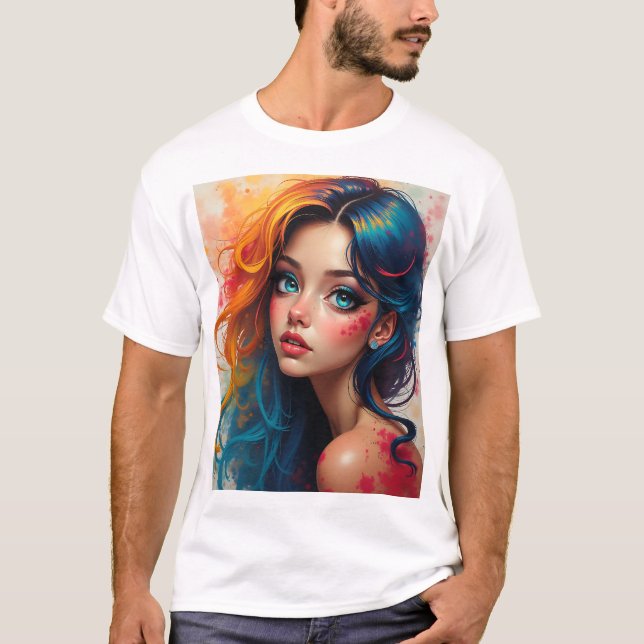 Vibrant Pop Art Chaos - Crazy  Graphic T-Shirt (Frente)