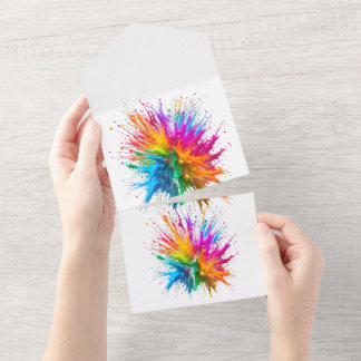 Vibrant Rainbow Paint Splatter Explosion