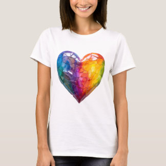 Vibrant Stained Glass Rainbow Heart Pride T-Shirt