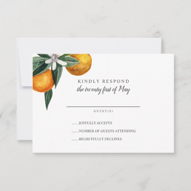 Vibrant Tangerine Citrus Orange Wedding RSVP (Frente)
