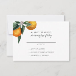 Vibrant Tangerine Citrus Orange Wedding RSVP