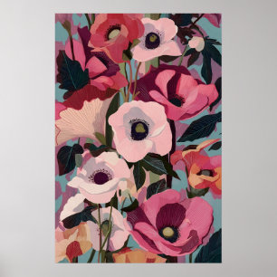 Vibrante Anêmona Rosa Impressão Floral Moderna Mag