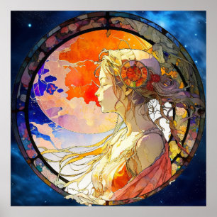 Vibrante Aquarela de Poster Menina