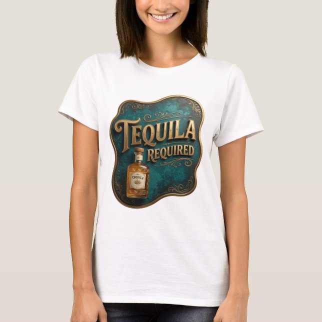Vibrante Camisa TEQUILA OBRIGATÓRIO dourada v2 (Frente)