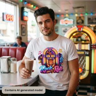 Vibrante Camiseta Jukebox de Rock 'n' Roll Neon