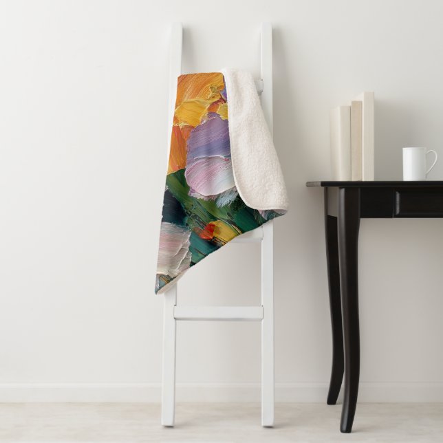 Vibrante Cobertor Sherpa Floral Impasto Aconchegan (In Situ)