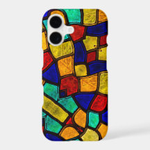 Vibrante Mosaico Abstrato de Vidro Pintado