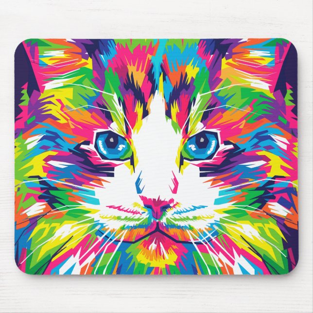Vibrante Mouse Pad de Gato WPAP (Frente)
