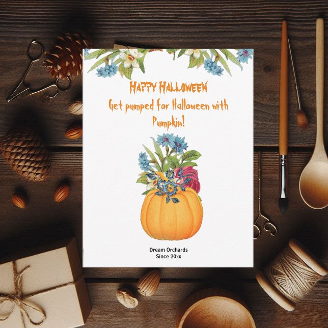 Vibrante Orange Halloween Pumpkin Watercolor Flora (Vibrant Orange Halloween Pumpkin Watercolor Flora)