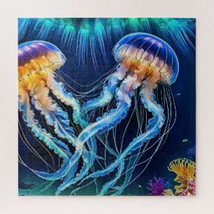 Vibrante Quebra-cabeça de medusa submarina