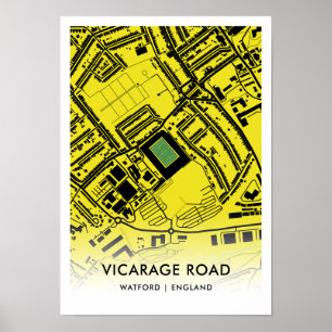 Vicarage Road Poster - Home of Watford FC, Inglate