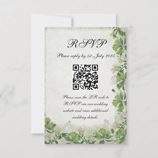 Victorian Meadow - RSVP card vertical (Frente)