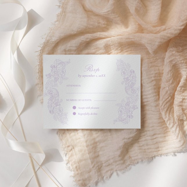 Victorian Pastel Purple Wedding RSVP Card (Criador carregado)