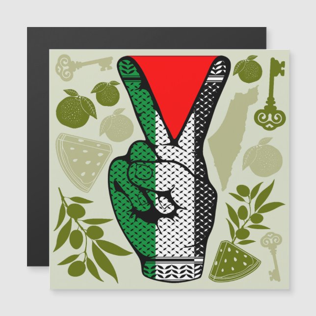 Victory Sign Hand Resistance Red Triangle Symbol (Frente/Verso)