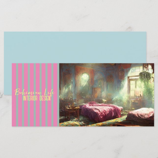 Vida Boêmia - Negócios, Cartão Saudável, Convidar (Frente/Verso)