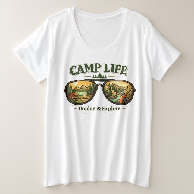 Vida de Acampamento Sente-se Certo – Camiseta Rela (Frente do Design)