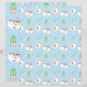 Vida de Gato Padrão de Gato Doodle Azul Scrapbooki