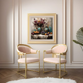 Vida Estática com Flores e Ameixas - Impressão