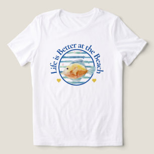 Vida melhor na praia, peixes tropicais, T-shirt