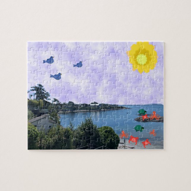 Vida na Quebra-cabeça do serrote de praia (Horizontal)