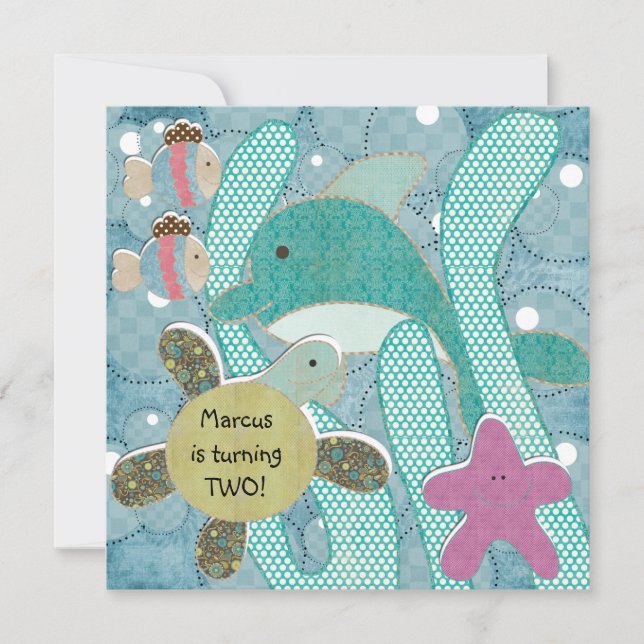 Vida no convite de TurtlesBirthday do oceano do (Frente)