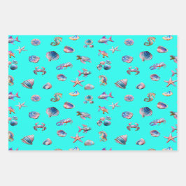 Vida no Mar Costeiro Colorida Divertida Náutica