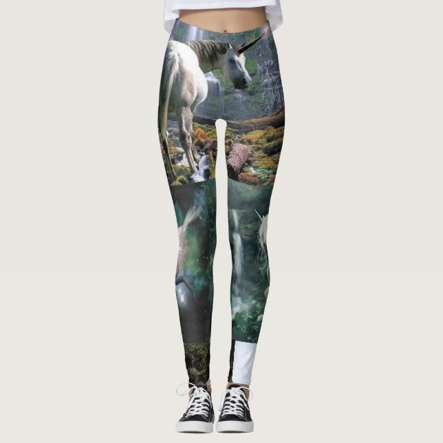vida selvagem de leggings brancas unicorn (Frente)