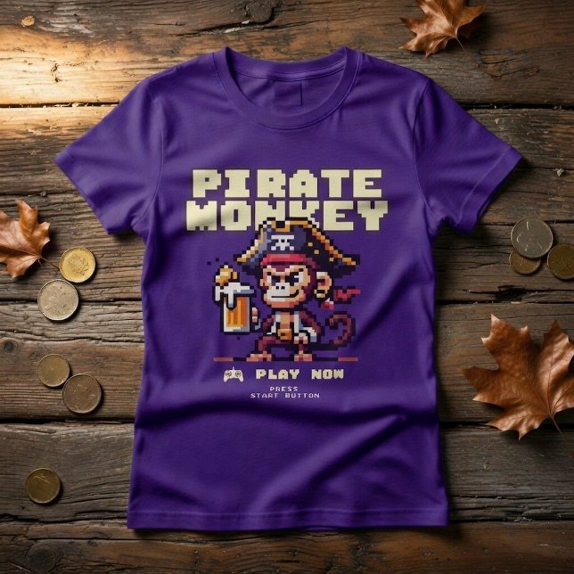 Video Game Pirate Monkey T-Shirt (Criador carregado)