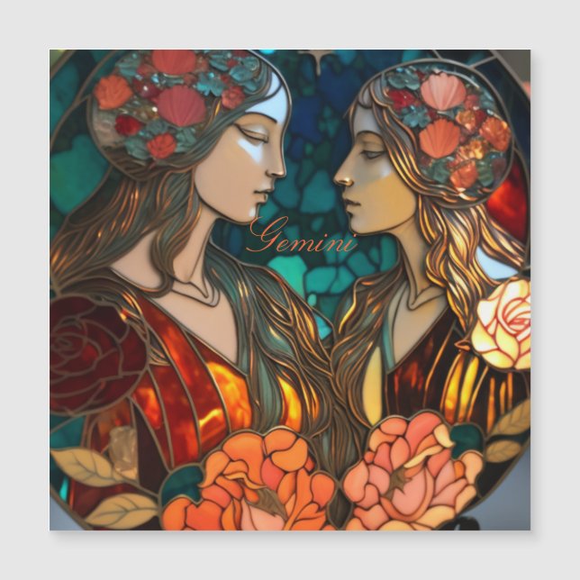 Vidro achatado Gemini Zodiac (Frente)