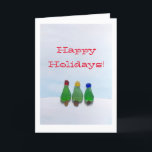 Vidro do mar, cartão de vidro do feriado do Natal<br><div class="desc">Esta é uma foto das árvores de Natal de vidro do mar em uma pintura da aguarela.  A mensagem no cobrir ou no interior o cartão pode ser personalizada,  se você gostaria.  Esta imagem está disponível em outros produtos em minha loja de Zazzle.</div>
