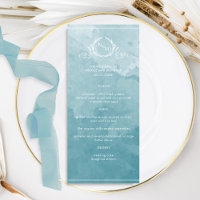 Vidro do Mar Chic Aquarela, Menu Casamento Monogra