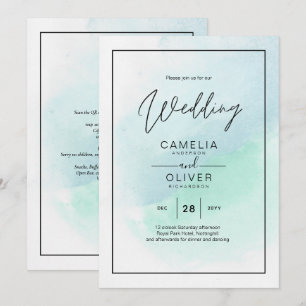 Vidro do Mar LeahG Turquesa Convite de casamento A