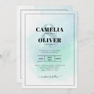 Vidro do Mar LeahG Turquesa Convite de casamento A