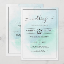 Vidro do Mar LeahG Turquesa Convite de casamento A