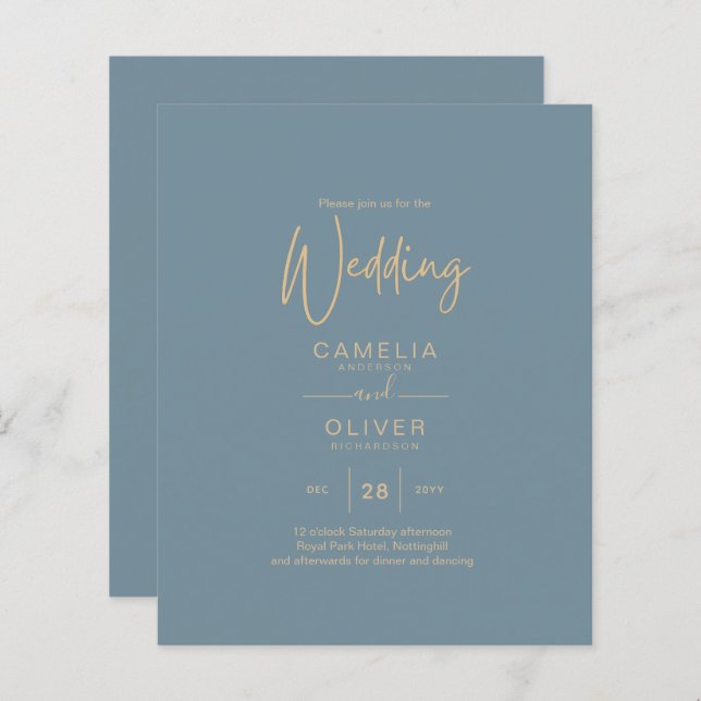 Vidro Elegante de Vidro Elegante Dourado Casamento (Frente/Verso)