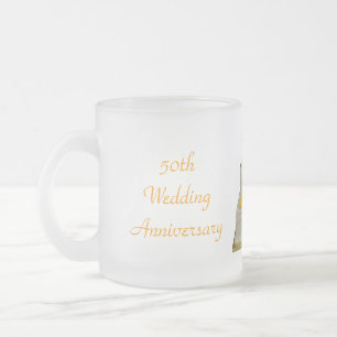 Vidro Jateado 50th Caneca de café do aniversário de casamento