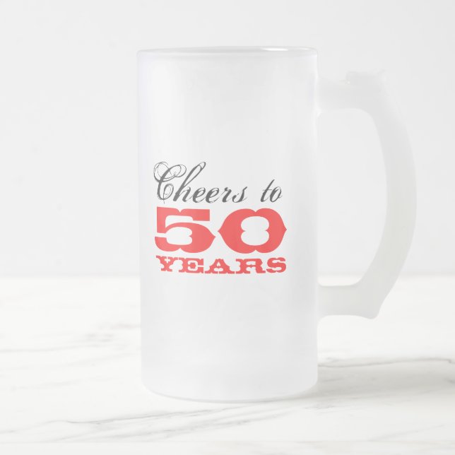 Vidro Jateado 50th Presente da caneca de cerveja do aniversário (Direita)