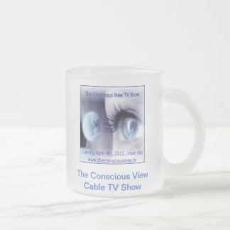 Vidro Jateado A caneca de café consciente do programa televisivo